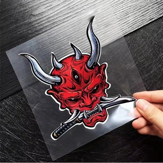 Samurai Katana Kabuto Oni Death Mask Japanese Ghost Demon Vinyl Decal Sticker