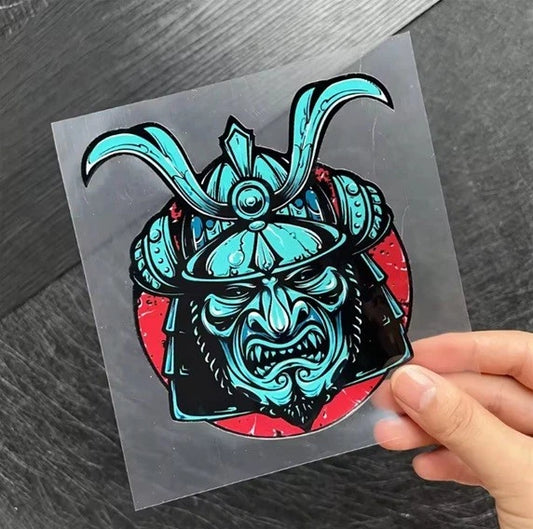 Samurai Red Kabuto Oni Death Mask Japanese Ghost Demon Vinyl Decal Sticker