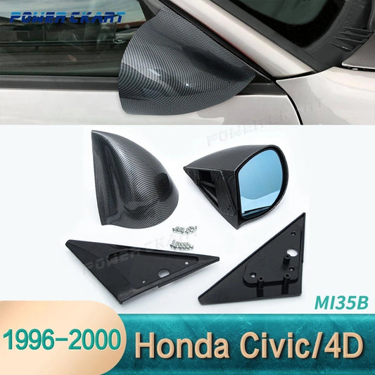 2 Pc Spoon Style Side Mirror for Honda CIVIC 4 Door 1996 - 2000 Carbon Black NEW