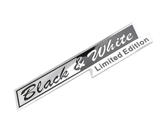 Black & White Limited Edition Brushed Aluminium Emblem Badge for Cars Truck Bike