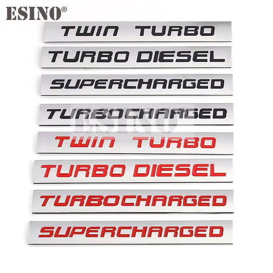 3D Metal Turbo Diesel Emblem Sticker Twin Turbo Supercharged Car Badge Red Black