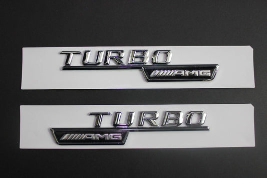 Turbo AMG Chrome Silver Fender Emblem Badge for Mercedes Benz A45 A35 CLA45