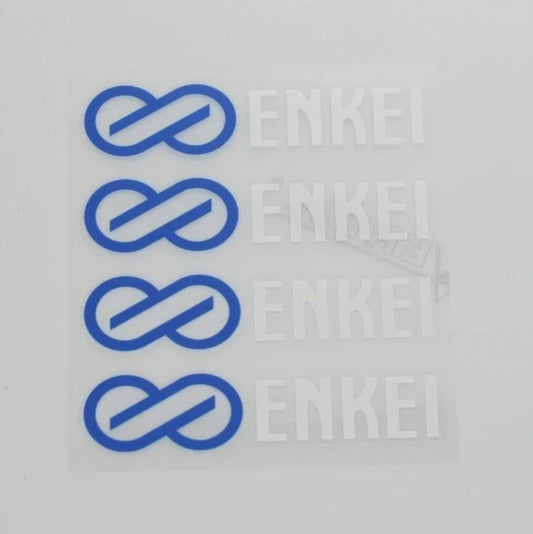 4 x Enkei Wheel Decal Sticker Blue White for TS-5 PR05 Kojin RT6 PF05 T6R EVO
