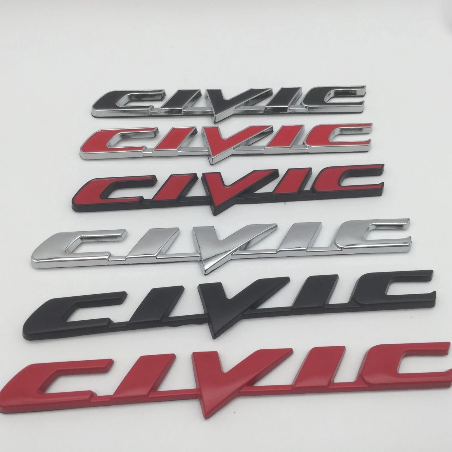 CIVIC Badge Emblem Chrome Silver / Gloss Matte Black for Honda OEM Size NEW