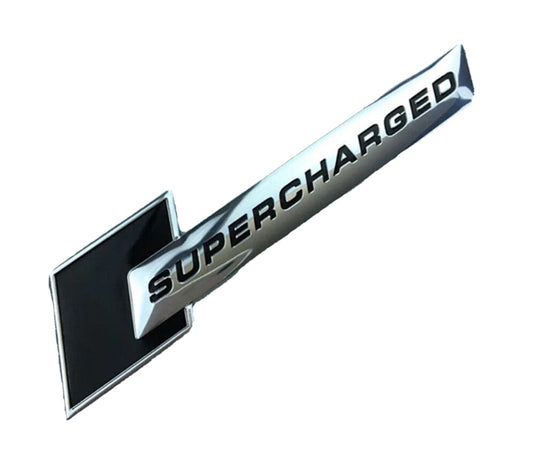 Supercharged Boot Fender Badge Black & Silver Emblem Motorsport Drift GTS GT