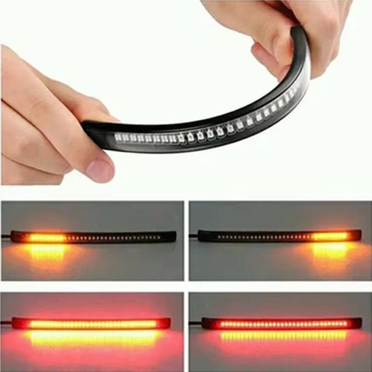 Flexible 48 LED Motorcycle Tail and Turn Signal Light Bar 12V Rear Brake Strip