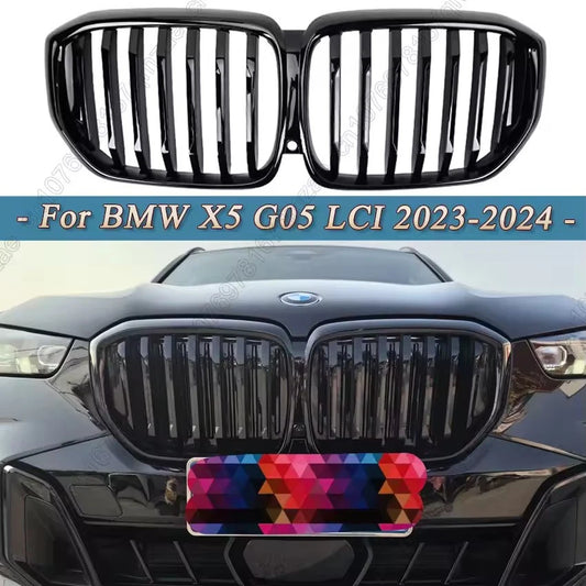 Front Grille with Camera Hole Single Slat Racing Grill for BMW X5 G05 2023–2025