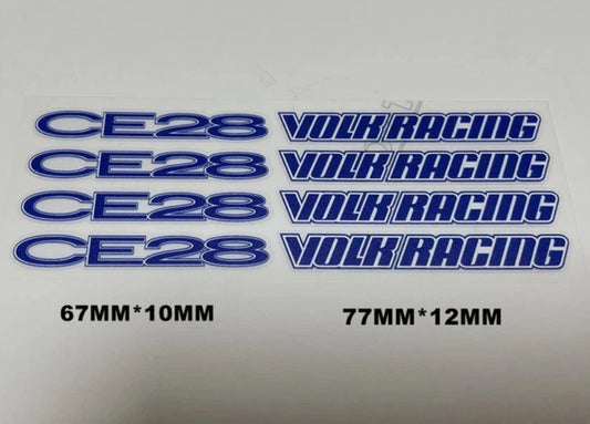 8 x Volk Racing CE28 Wheel Decals Sticker Blue for RAYS RT N SL STI EVO GTR S15