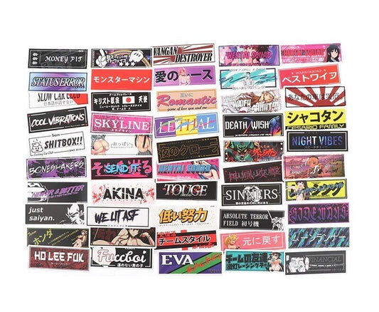 50x Japanese JDM Anime Manga Kanji Decal Sticker for Car Bike Computer Suitcase