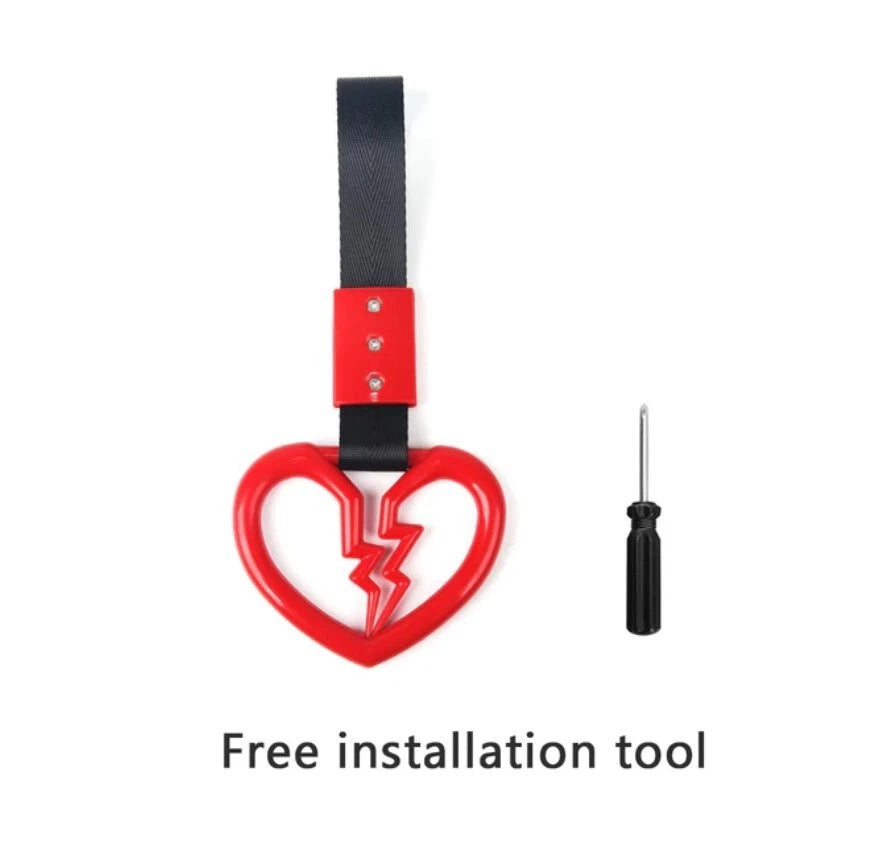 Tsurikawa Broken Heart Train Bus Handle Ring Hand Strap JDM Drift Red Universal