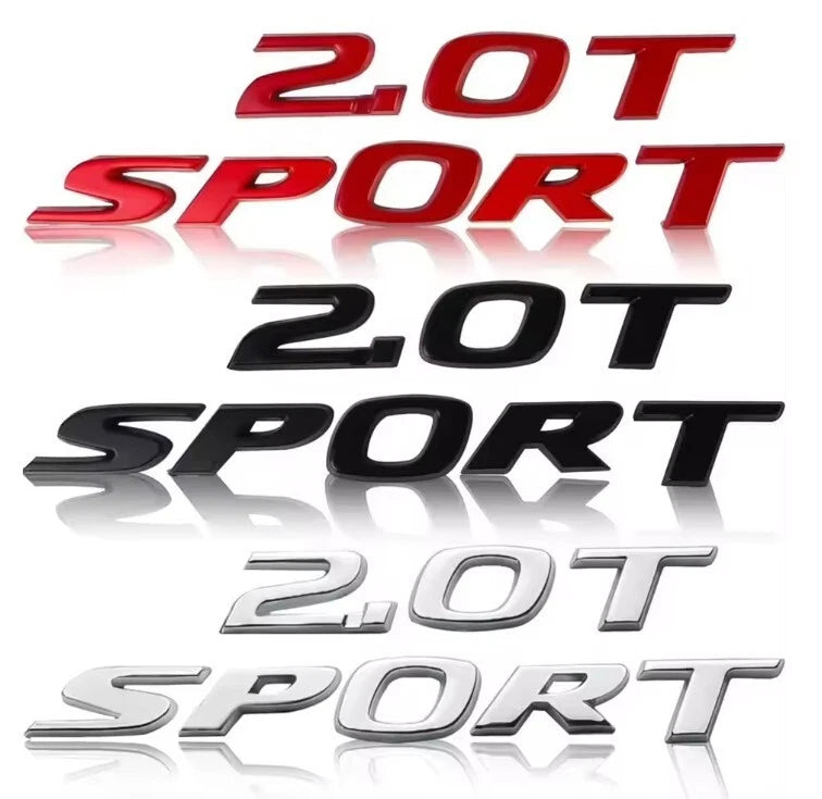 2.0 T Sport Emblem Badge Set Gloss Black Red Silver for Accord Civic 2017 - 2020