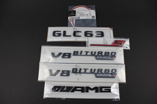 GLC63S AMG Gloss Black Badge Set Emblem for Mercedes Benz X253 2017 - 2022 SUV