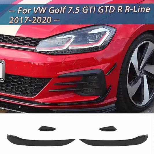 Front Bumper Side Canards Vent Spoiler for VW Golf 7.5 GTI GTD R R-Line 17 - 20