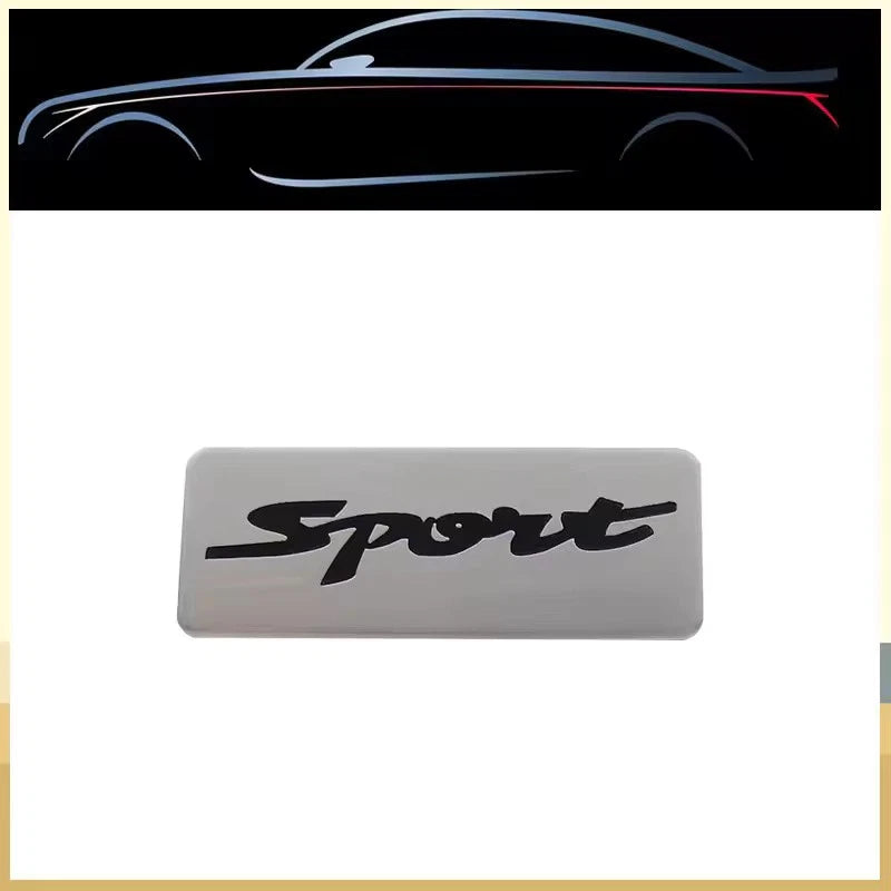 Sport Black Silver Badge Emblem 80mm x 30mm with Adhesive NEW
