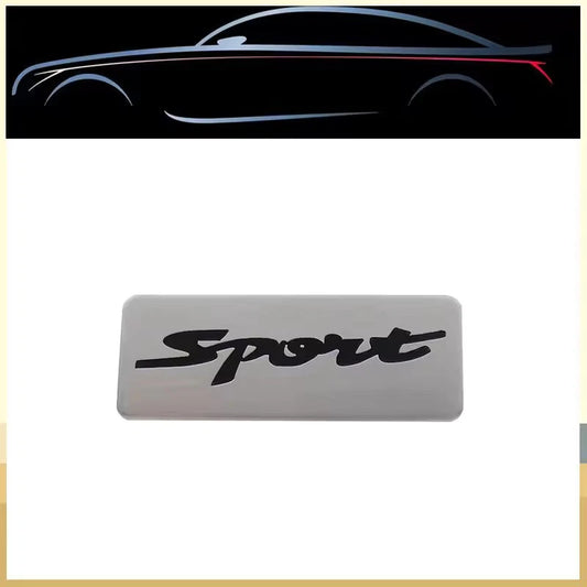 Sport Black Silver Badge Emblem 80mm x 30mm with Adhesive NEW