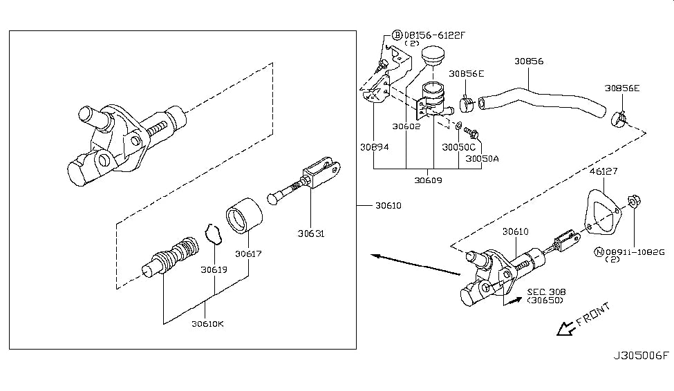 Nissan Clutch Master Cylinder 30610-JK00B for 370Z Fairlady Z R34 Genuine