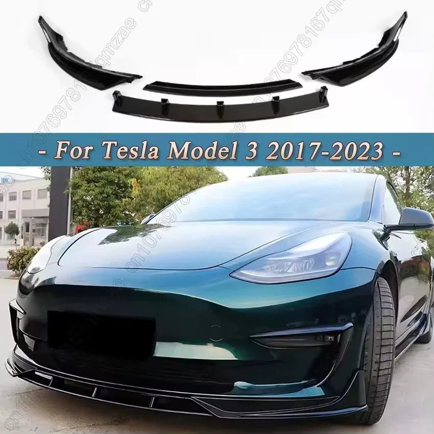 2017–2023 Tesla Model 3 Front Bumper Splitter Lip Diffuser Kit 4PCS Chin Spoiler