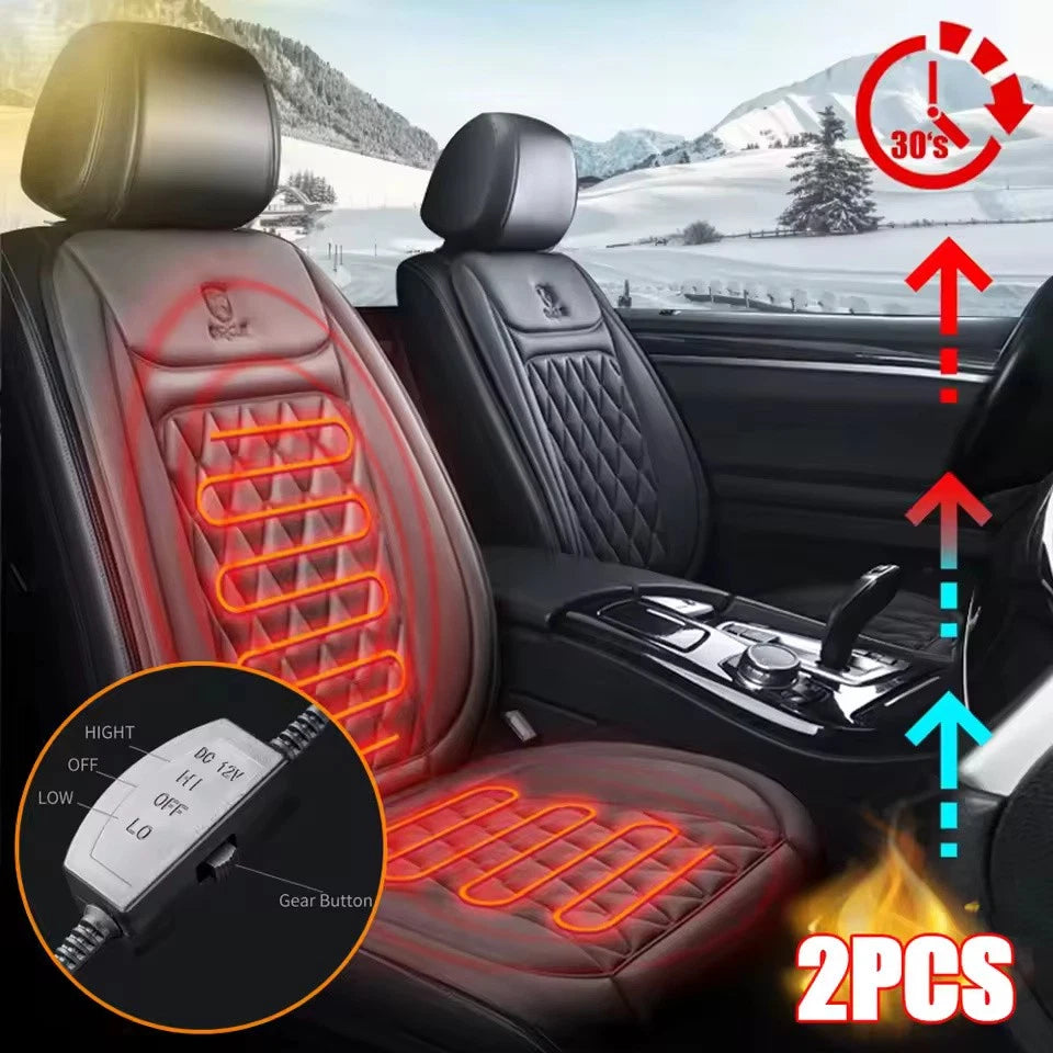 2pc Universal 12V Heated Car Seat Cover Winter Auto Cushion Warmer and Protector