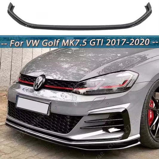 3Pcs Front Lip Splitter Kit Gloss Black for Volkswagen Golf MK7.5 GTI 2017–20
