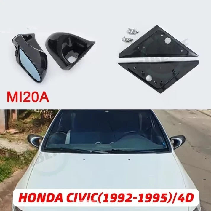 2 Pc Spoon Style Side Mirror for Honda CIVIC EG 4 Door 1992 - 1995 Gloss Black