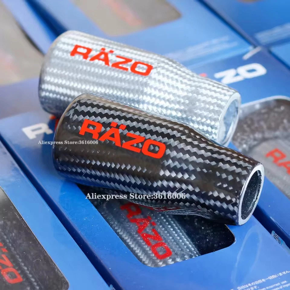 Black/Silver RAZO Real Carbon Fiber Gear Shift Knob Shifter Lever 80mm NEW