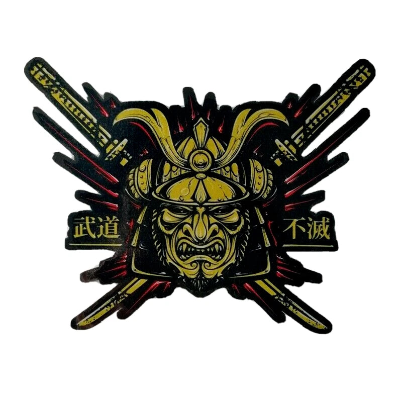 Gold Samurai Katana Oni Mask Car Decals Sticker for Toyota Nissan Subaru Mazda