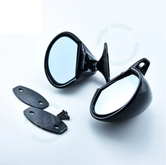 2 Pc Gloss Black Classic Retro Style Side Mirror for Vintage Cars Universal