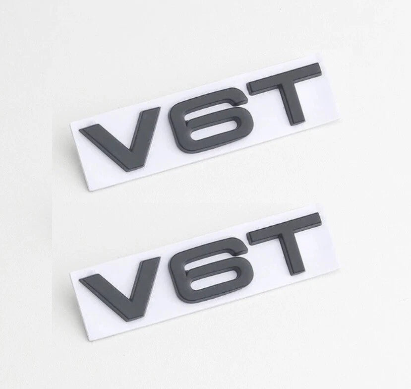 2 pcs Audi V6T Fender Badge Emblem Black for S4 RS4 A5 S5 SQ5 Turbo