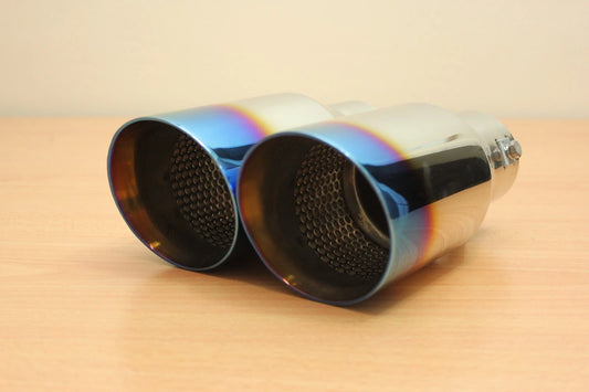JDM C026 Burnt Titanium Exhaust Tips 56mm Inlet 85mm 3.5" Muffler Tail Pipe