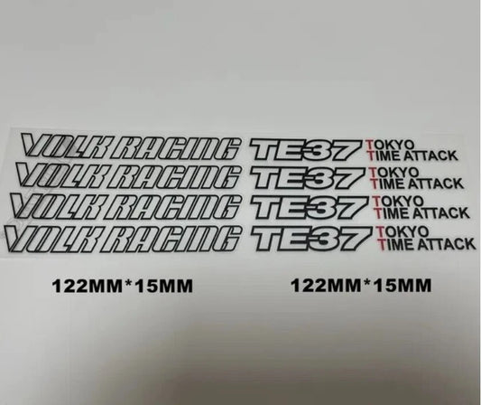 4 x VOLK RAYS TE37 Tokyo Time Attack Wheel Rim Black Decals Stickers Saga Ultra