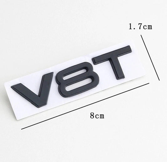 Audi V8T Fender Badge Emblem Black for A1 A3 A4 A5 A7 Q3 Q5 Q7 S4 S6 S7 S8 SQ5