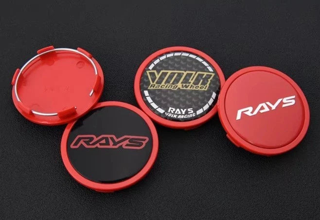 4 Pcs RAYS VOLK Red 65mm Face 60mm Clip Set Wheel Centre Cap Replacement
