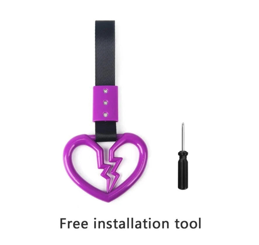 Tsurikawa Broken Heart Train Bus Handle Ring Hand Strap JDM Drift PURPLE