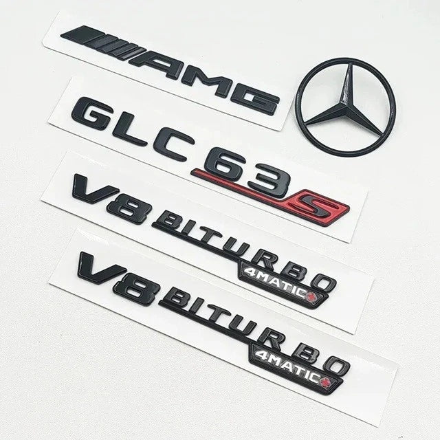 GLC63 AMG V8 Biturbo 4matic + Full Badge Set Gloss Black for Mercedes Benz