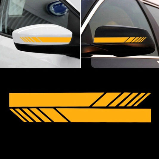 Car Rear View Mirror Racing Stripe Vinyl Decal Sticker Yellow Side 200mm x 20mm
