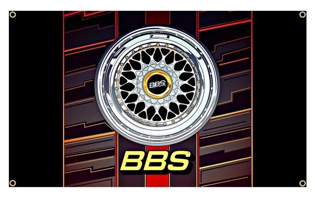 BBS Race Wheel Polyester Flag Banner 60cm x 90cm fits Audi BMW Porsche Mercedez