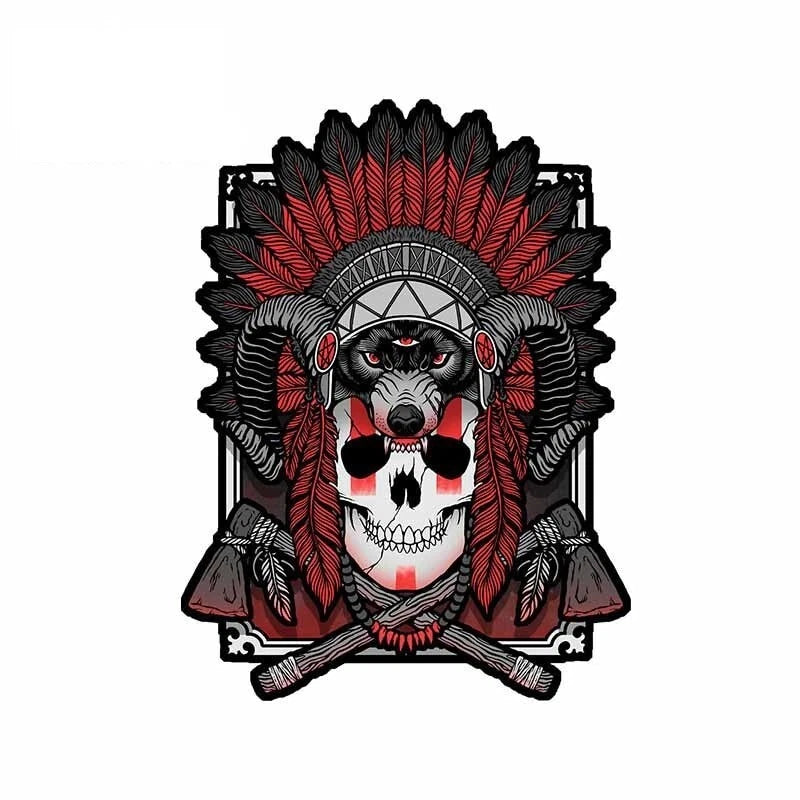 Native Indian Headdress Skull Decal Sticker for Car JDM Bike Toyota Subaru KIA