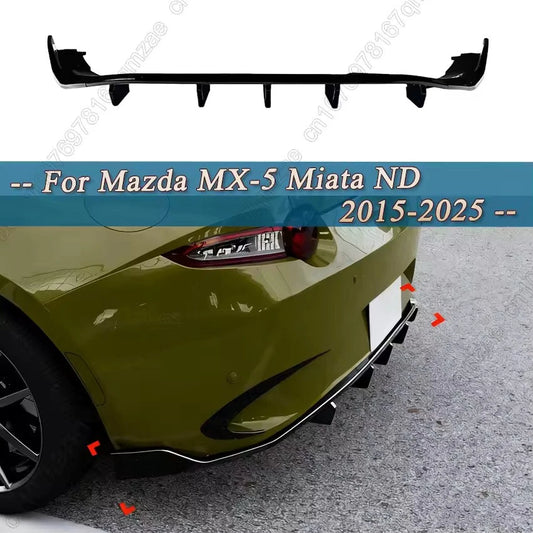 Gloss Black Rear Bumper Lip Diffuser Splitter for Mazda MX-5 Miata ND 2015–2025