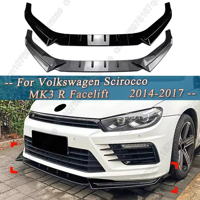 3Pcs Front Bumper Lip Splitter Diffuser for Volkswagen Scirocco MK3 R 2014–2017
