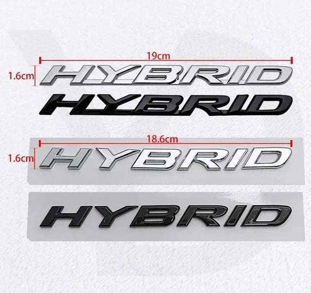 Hybrid Badge in Gloss Black Chrome Silver 186mm / 190mm x 16mm Free Post NEW AU