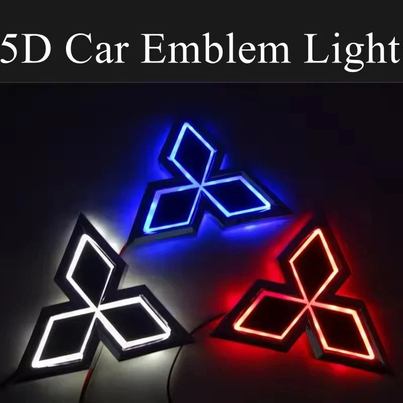 Light up Badge Emblem LED Red Blue White 118mm x 102mm for Mitsubishi NEW