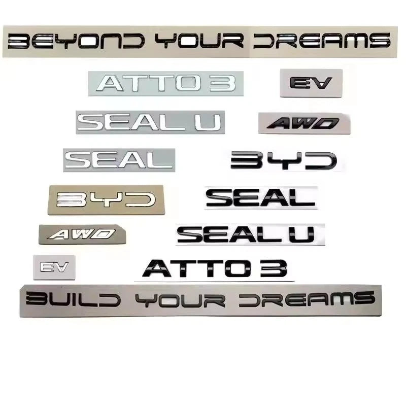 Build Your Dreams Silver Black Boot Trunk Badge Emblem for BYD SEAL SONG Plus