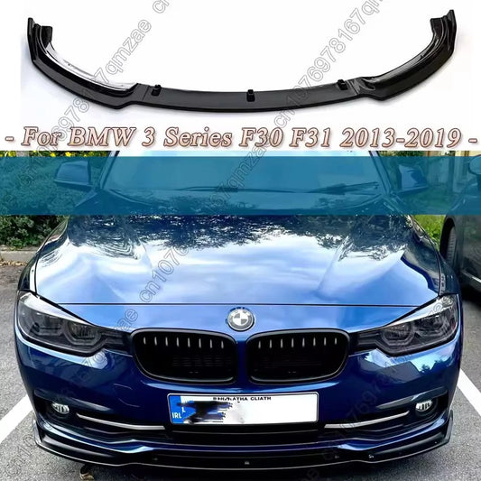 Front Bumper Lip Splitter Kit 3Pcs Black for BMW 3 Series F30 F31 2013–2019