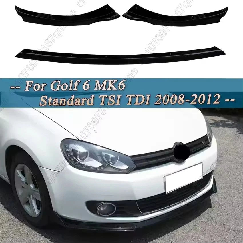Front Bumper Splitter Lip Diffuser Black Carbon for Golf 6 MK6 TSI/TDI 2008–2012