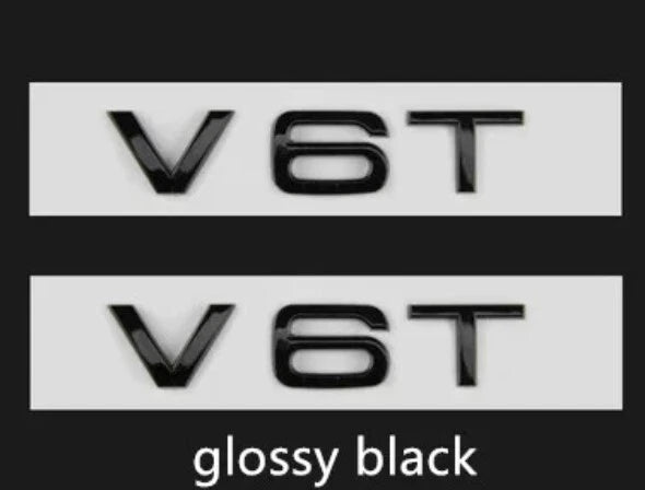 2 pcs Audi V6T Fender Badge Emblem Gloss Black for S4 RS4 A5 S5 SQ5 Turbo