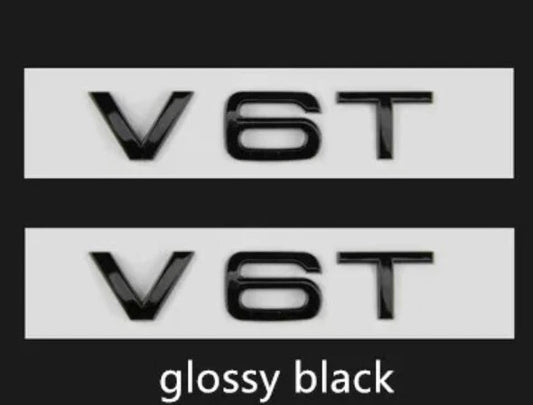 2 pcs Audi V6T Fender Badge Emblem Gloss Black for S4 RS4 A5 S5 SQ5 Turbo