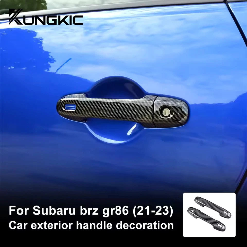2 Pc Door Handle Cover Chrome Silver or Carbon for Toyota GR86 21 -25