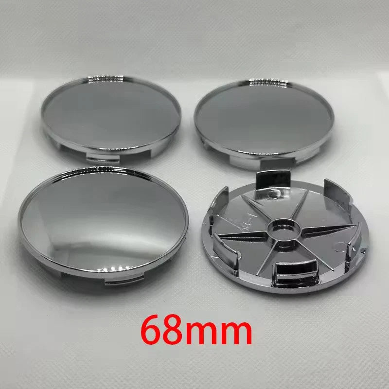 Car Wheel Center Hub Caps 4Pcs Set Durable Black and Silver 68mm Face 62mm Clip