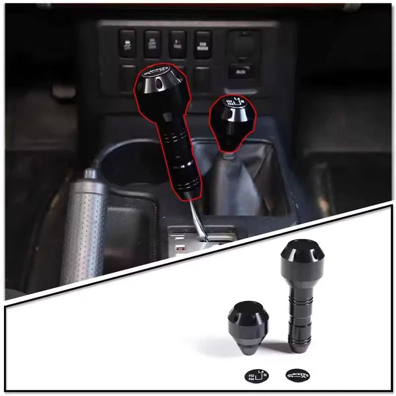 2 x Aluminium Gear Shift Black Silver Red Knob for Toyota FJ Cruiser 2007 - 2021