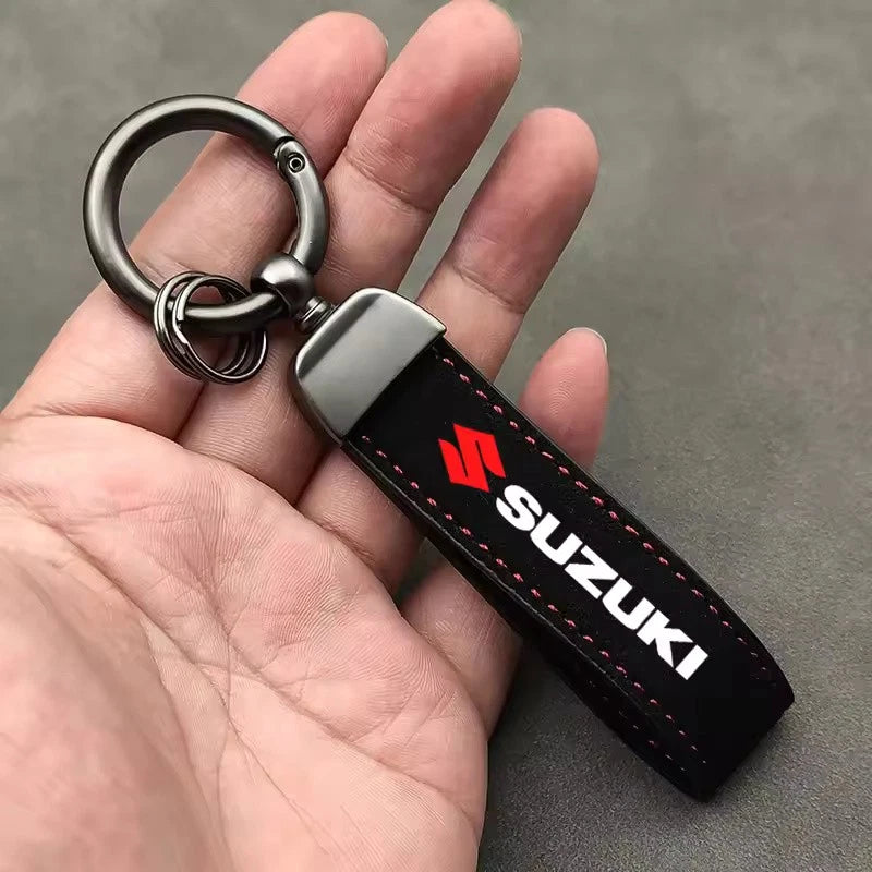 Suede Leather Black Gunmetal Keyring for Suzuki Jimny Samurai Vitara Swift